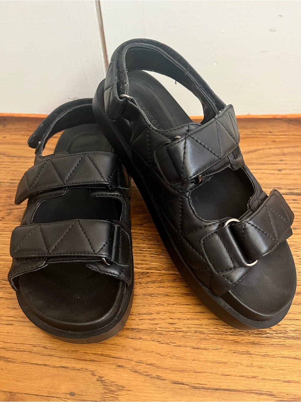 Quilted “Dad” Sandals in Black - Picture 4 of 7